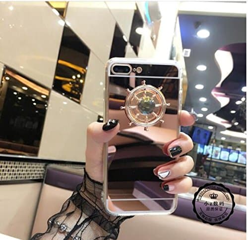 Mirror Protective Phone Case Back Cases Hard Thin Cover with Hand Fidget Spinner (For iPhone 7 Plus, Rose Gold)