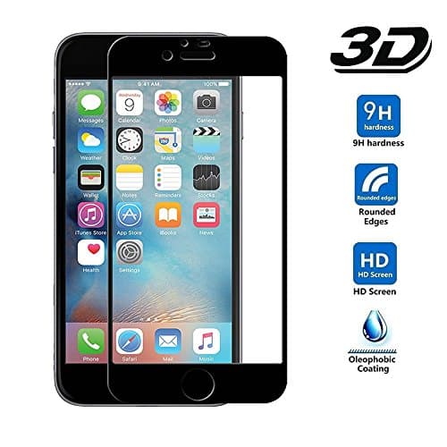 ETEENDDYY Screen Protector for iPhone 8 / 7 Plus Tempered Glass Case Friendly 3D Protector Film Silk Printing Black