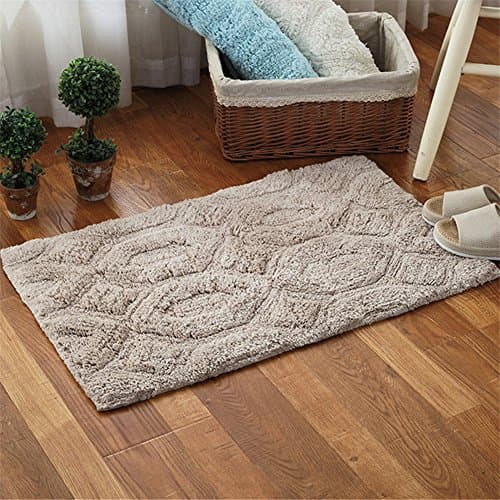 Simple solid color cotton hexagon pattern decorative mats bathroom waterproof anti-skid foot pad bedroom living room door thick mats 19 x 31 inch approx