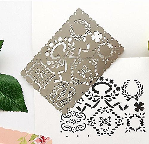 Amupper Lace Drawing Metal Template Planner Stencils Size 4.7 by 3.3 inch (Lace H1)