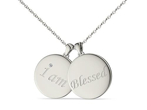'I Am Blessed' Silver Double Disc Pendant (H-I, I2)