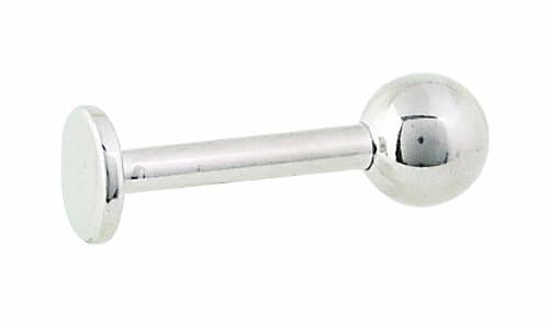 Body Gems 14k Solid White Gold Labret - Solid 3/16" Gold Ball - 14 Gauge 1/4" - Internally Threaded