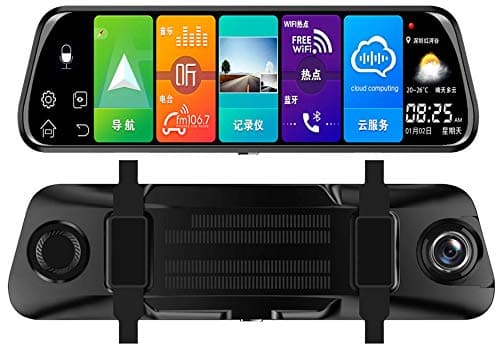 Mascot Full Screen 1080P Dual Lens IPS Touch Panel Mirror Dash Cam Front Rear View Backup Camera LED Night Vision WDR Loop Recording Motion Detection 4G Android 8.1 GPS Navi Navigation Bluetooth WiFi