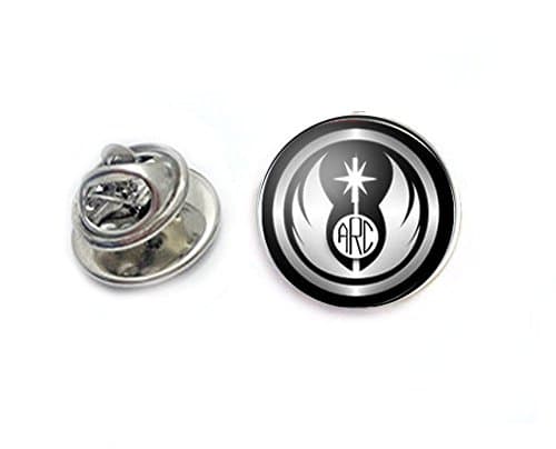 Black Jedi Monogram Tie Tack, Personalized Tie Pin