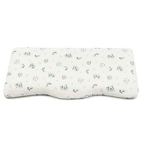 Baby Pillow Support Head and Neck in Bed, Soft Memory Foam Toddler Pillow with White Cotton case - Removable and Washable