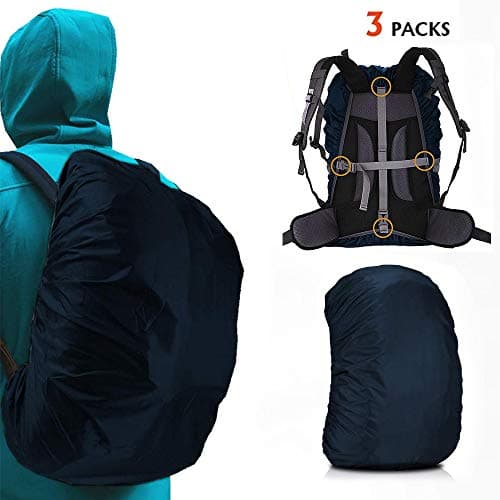 DFSM Waterproof Backpack Rain Cover 3 Packs Multiple Sizes Upgraded Anti-Slip Cross Buckle Straps & Sliver Coating Rainproof Protector Pack Covers for Family Beach Cycling, Climbing, Traveling