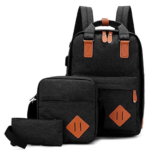 Canvas Laptop Backpack Bag 3 in 1 Black