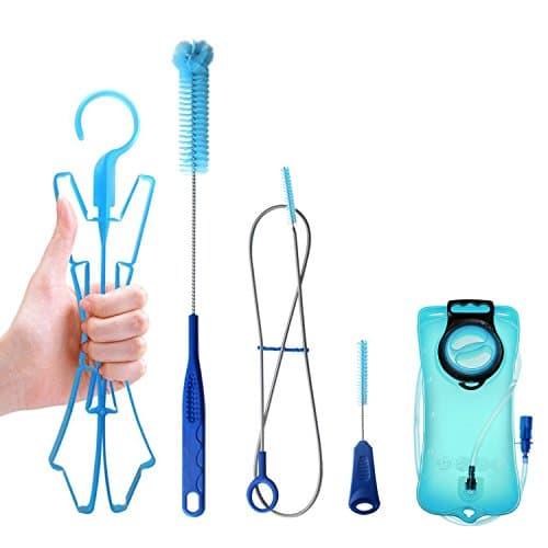 Tagvo Hydration Bladder Cleaning Kit + Backup Bladder 2 Liter as Bonus, 4 in 1 Cleaner Set-Long Brush for Hose, Small Brush for Bite Valve, Big Brush for Bladder & Hanger for Bladder Drying