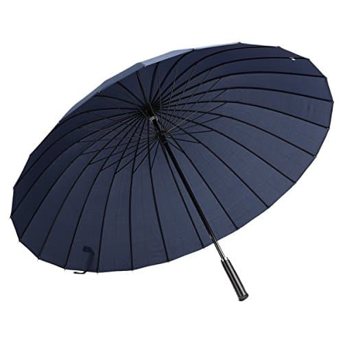 REAYOU Strong Umbrella Compact Large Windproof 210T Waterproof Durable Stick Umbrellas with 24 Ribs Hand Open Won't Break If Flipped Inside Out for Men and Women in the Heavy Rain