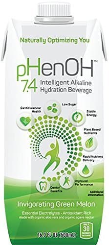 Phenoh Alkaline Beverage Invigorating, Green Melon, 16.9 oz, Case of 12