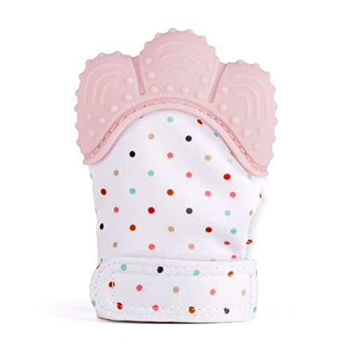 FNSHIP Baby Silicone Teether Mitten,Teether Pacifier Clip,Teething Toy Or Teething Ring Provides Self-Soothing For Toddlers (pink)