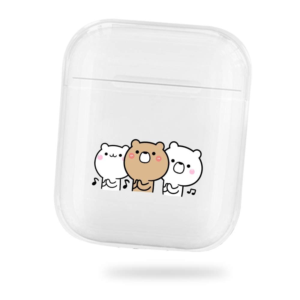 Fifet Case Cover for AirPods- Cartoon Pattern Printed Clear Design 360°Protective Transparent PC Case Cover Fit For Apple Airpods pro 2 & 1 Transparent