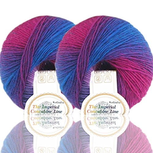 Gradient Rainbow Soft Wool Yarn Self-striping Yarn Ball for Crochet Knit,Color Lavender (2 Skeins)