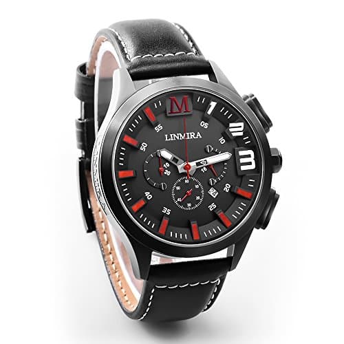 LINMIRA Big Dial Luminous Pointer Multi-Functional Water Resistant Quartz Sports Men Watch