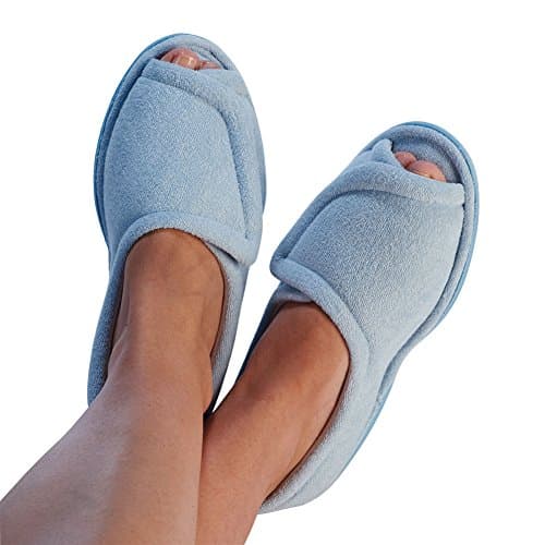 Women's Terry Cloth Comfort Slippers, Adjustable Upper, Wide Width
