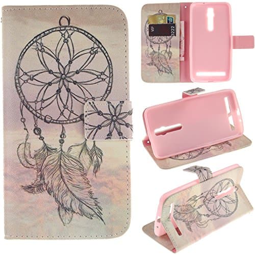 Zenfone 2 Case ASUS Zenfone 2 Kickstand Case,Bat King White Wind Chimes Pattern Premium Leather Wallet Flip Kicstand Case Cover With Magnetic Closure For ASUS Zenfone 2 ZE551ML