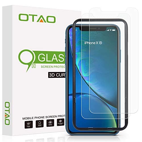 iPhone XR Screen Protector Glass (2Pack), OTAO iPhone XR Tempered Glass Screen Protector Easy Installation Tray for Apple iPhone XR(6.1'')