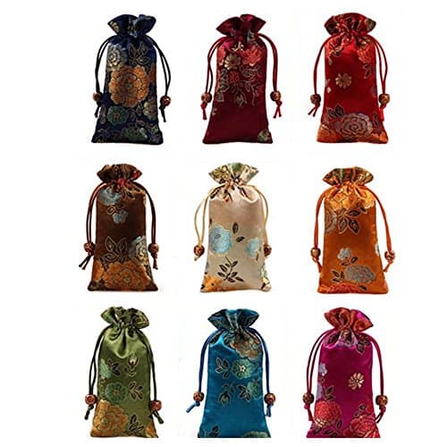 Lilith li 9Pcs/set Jewelry Pouch Double layer Drawstring Purse Gift Candy Bag