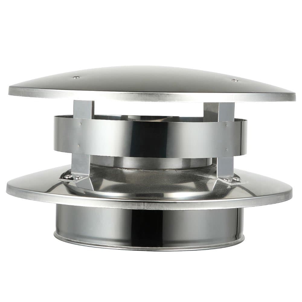 Rainbow Chimney 6'' Double Flue Chimney Cap with Flat Top, 304 Stainless Steel