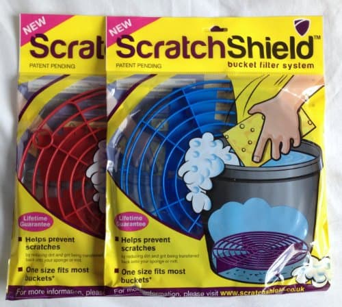 2 x Scratch Shield Car Wash Bucket Filter Grit Guards (Blue & Red)