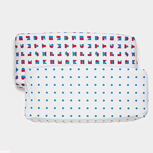 Set of 2 Changing Pad Covers, Alphablocks + Dots Blue, Blue/White