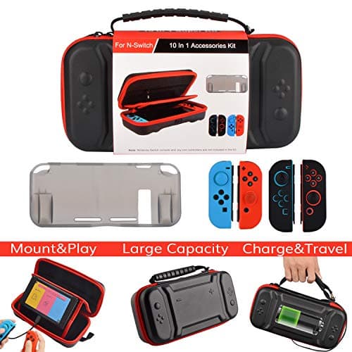 Accessories Kit for Switch OLED,Original Carry Case TPU Cover Silicone Joy Con Gel Guards and Thumb Grip Caps Accessories Case for Switch OLED