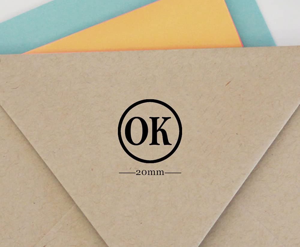 OK Round Self Inking Rubber Stamp Custom Shiny 20 mm Mini Stamps Personalised Teachers Stamps