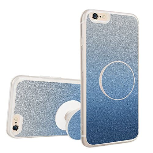 iPhone 6S/6 Plus Case, 5.5 Inch Shockproof Glitter Luxury Bling Sparkle Protective Case with Pop Out Phone Stand Creative Design for Girls Children Gifts - Blue