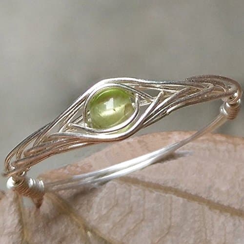 5#(5-12# Available ) Natural Peridot 925 Sterling Silver String Winding Gemston Thin Elegant Ring Women Original Handmade by "GRB ROY"