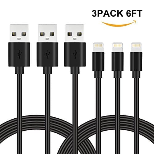 iPhone Charger Cable Novtech 3 Pack 6ft Heavy Duty USB Cable Charging Cord for Apple iPhone 7 7 Plus 6s 6s Plus 6 6 plus 5s 5c 5 iPad Air iPad mini iPod-Classic Black