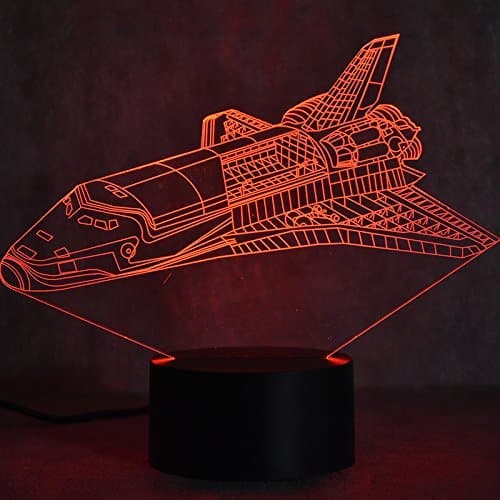 3D Space Shuttle Night Light Illusion Lamp 7 Color Change LED Touch USB Table Gift Kids Toys Decor Decorations Christmas Valentines Gift