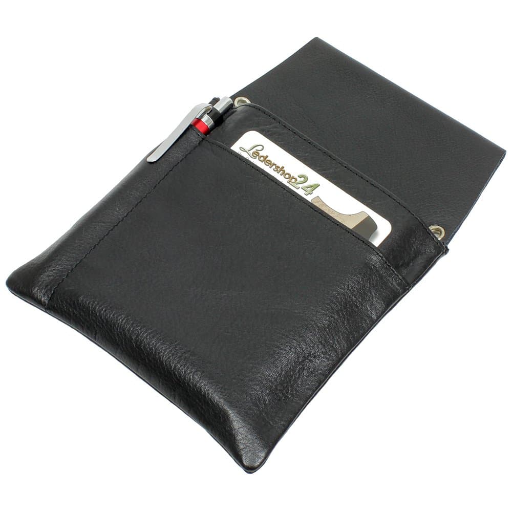 Black Waiters’ Holster, Bag, Wallet, Real Leather