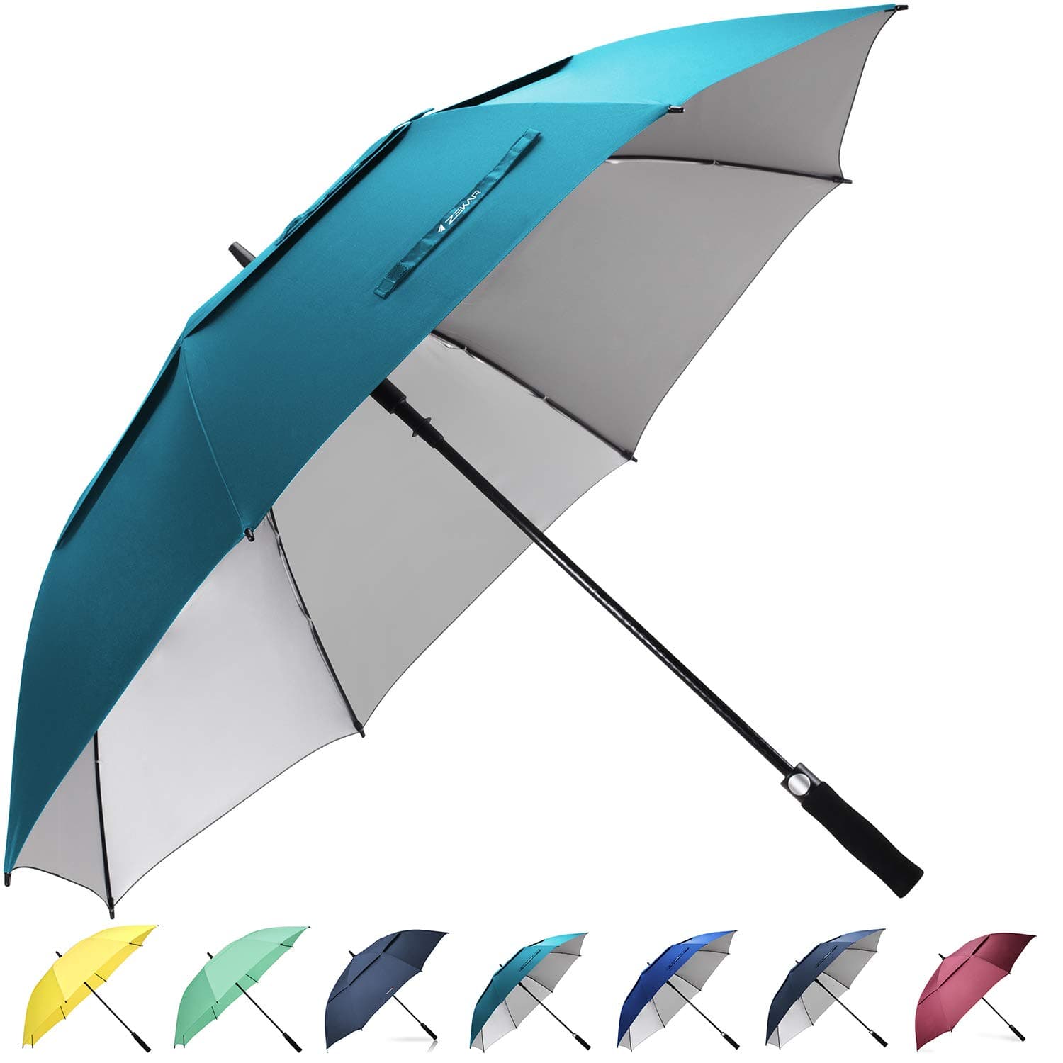 ZEKAR 54/62/68 inch Windproof Large Vented UV Protection and Classic Pongee Fabric Golf Umbrella, Double Canopy Rain Sun Oversized Stick Umbrellas Women Men