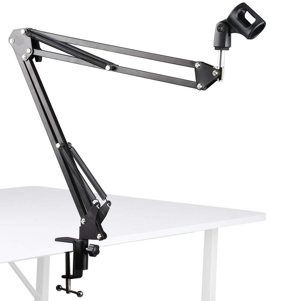 YUOCU Professional Studio Condenser Microphone Suspension Mic Clip Adjustable & Durable Steel Boom Scissor Arm Stand for Radio Broadcasting Studio, Voice-Over Sound Studio, Stages, and TV Stations