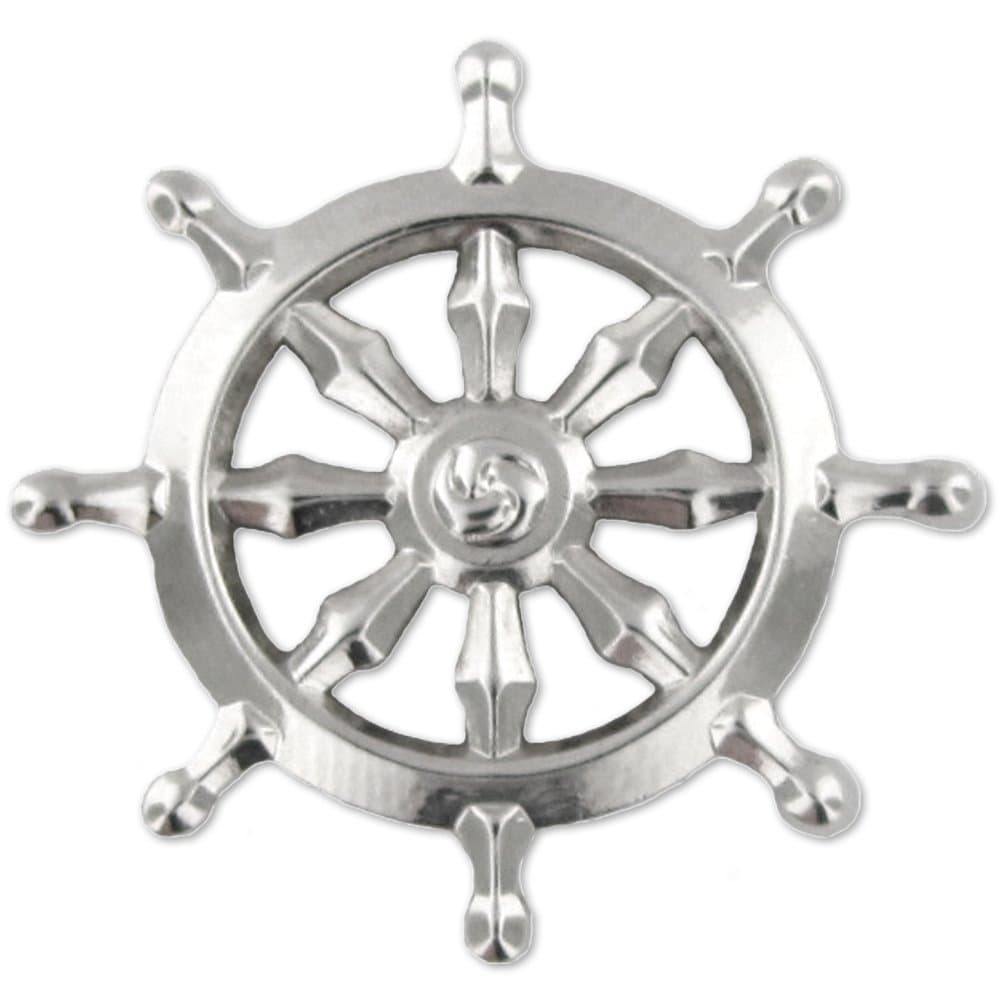 PinMart Silver Buddhist Wheel Dharmachakra Lapel Pin