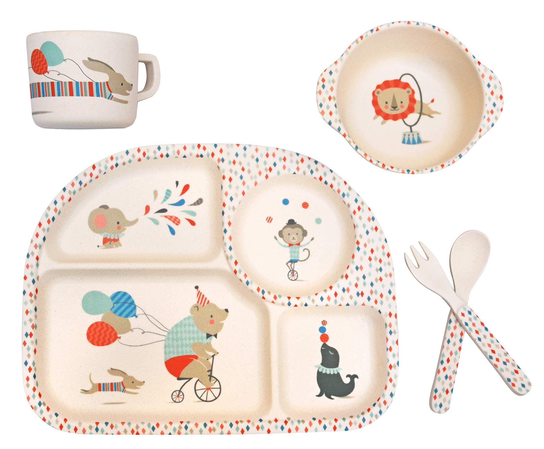 Bamboo 5pc Dinner Set ~ Circus Animals