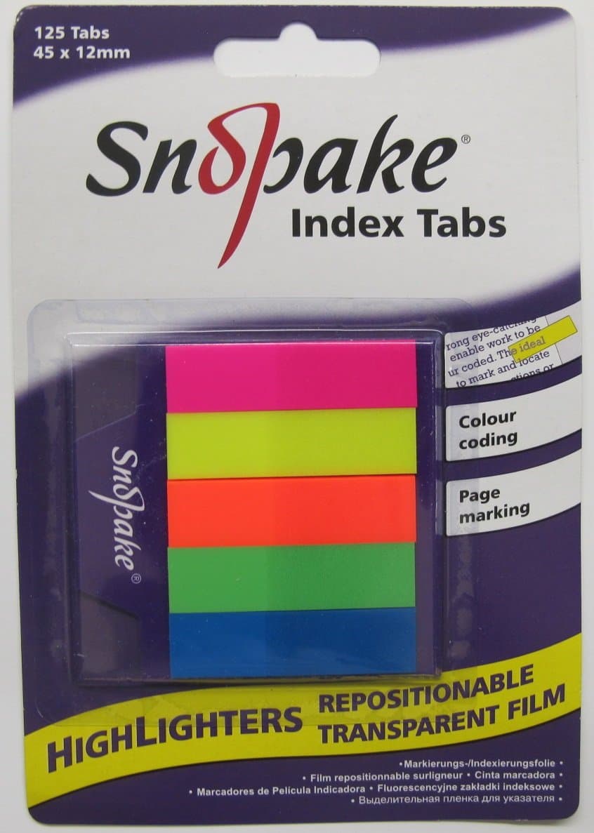 Snopakehighlighters strips sticky repositionable index tabs