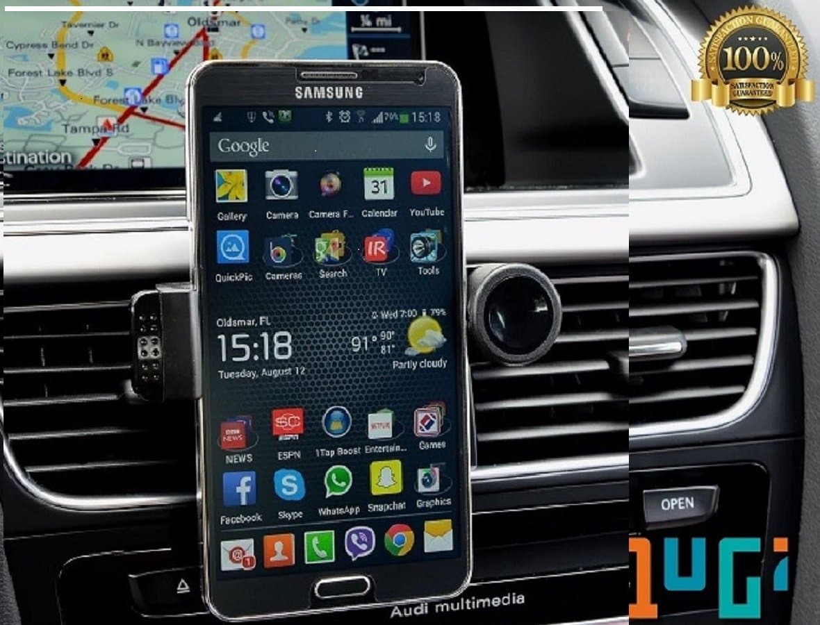 Cell phone Mount Holder Cradle Vent Mounts by CJS Dash Mate Fits Most Cars Trucks Universal For Smartphones Galaxy 6 5 4 3 2 from 2.5 to 3.5 inches in width.