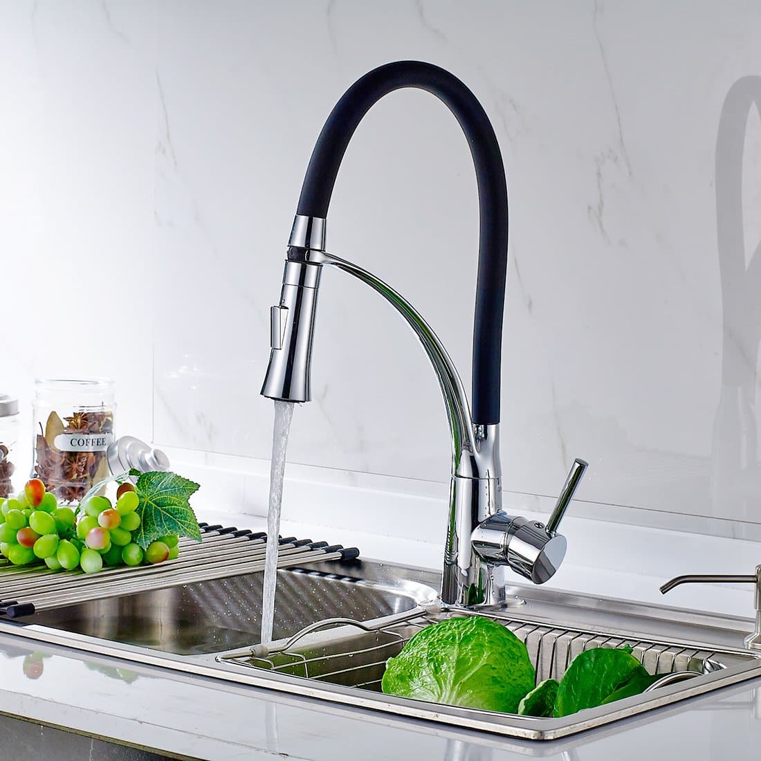 Timaco Kitchen Sink Mixer Tap Spring High Pressure Chrome