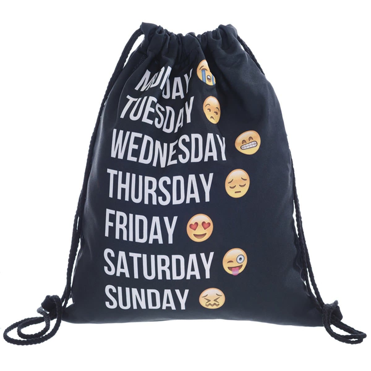 flora mcqueen 18"x13.75" Emoji Backpack Soft Polyester Drawstring Backpacks for Teen Girls Drawstring Bag Cool Emojies