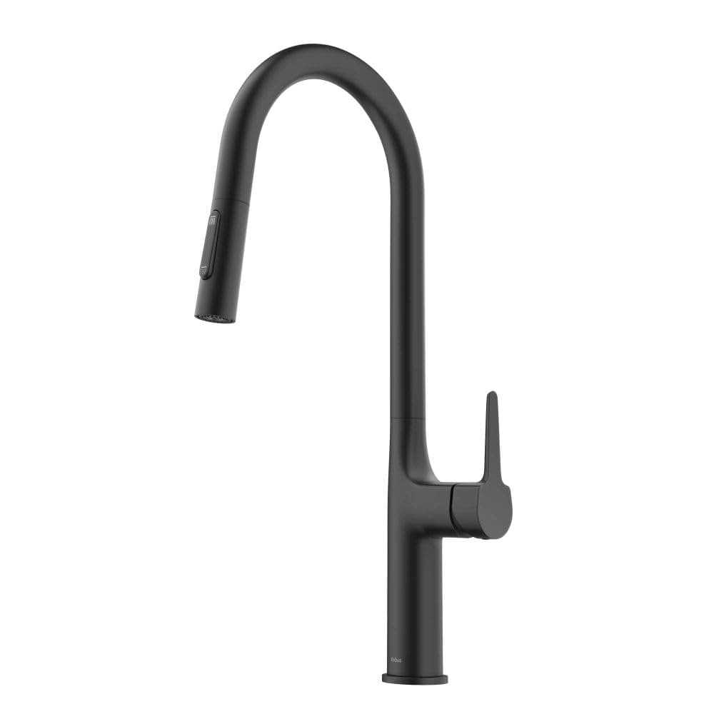 KRAUS Oletto Tall Modern Pull-Down Single Handle Kitchen Faucet in Matte Black, KPF-3101MB