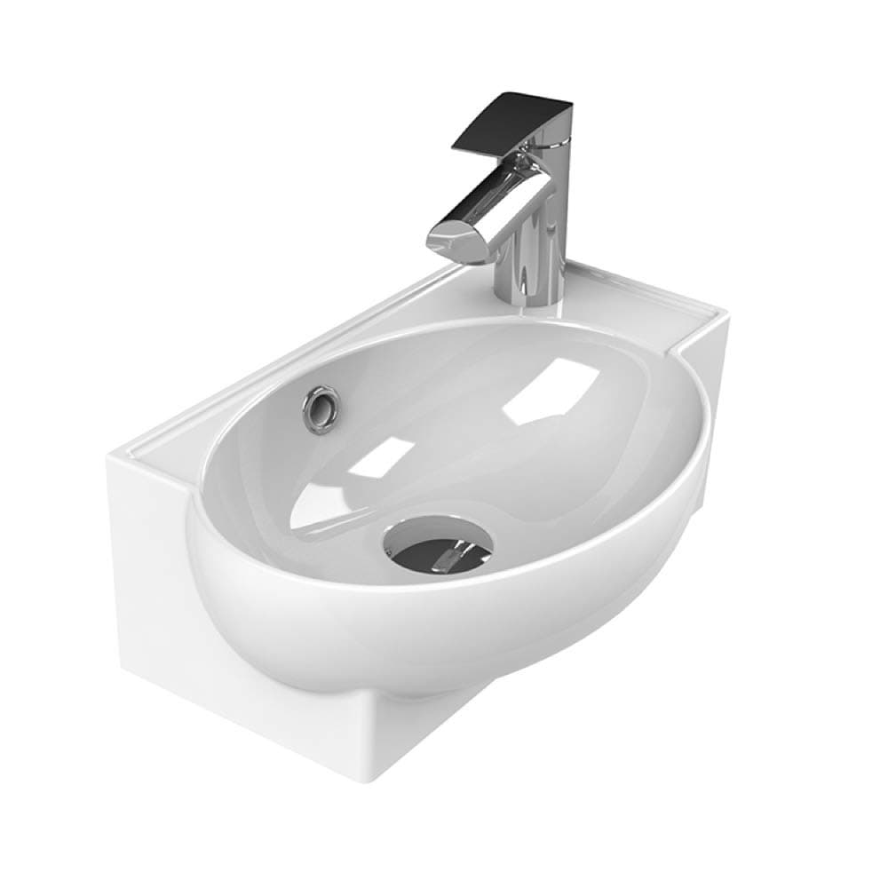 CeraStyle 001300-U-One Hole Mini Curved Corner Ceramic Wall Mounted/Vessel Sink, White