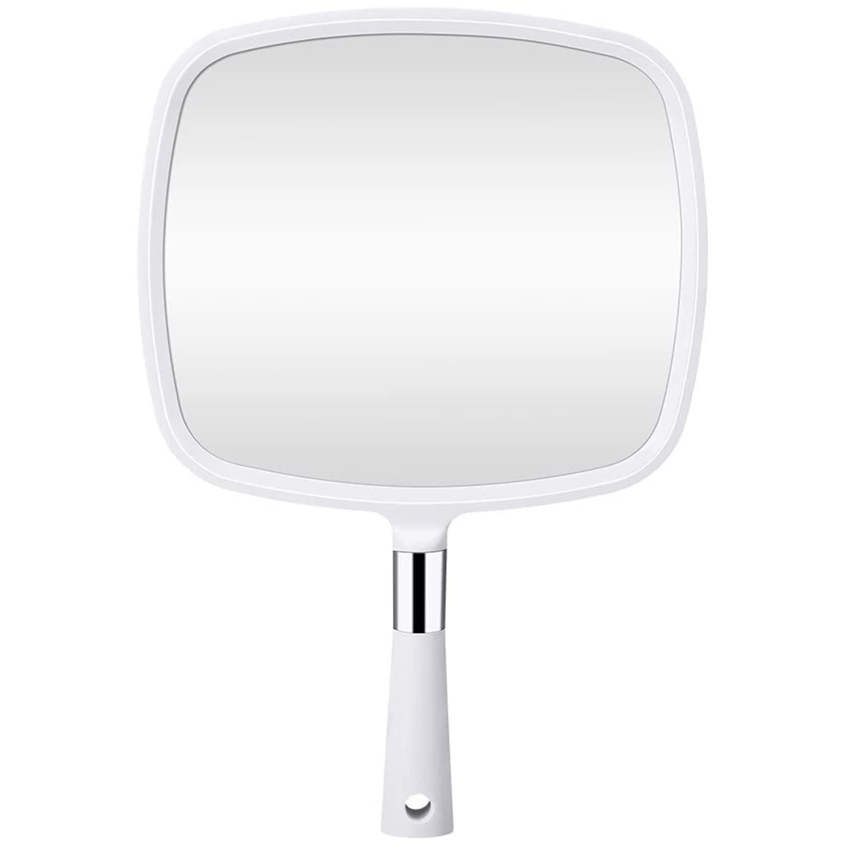 Large Hand Held Mirror with Handle, Makeup Hand Mirror with Hook Hole for Bathroom and Bedroom, Barbers Haircut Mirror for Home and Salon
