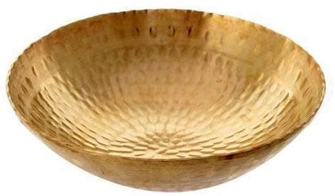 JGS Brass Handmade Kadhai for Cooking with Handle Multi Purpose Use Pital Kadai Heavy Hammered Cookware (3 Litre,Golden)