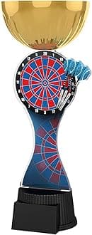 Trophy Monster Darts Gold Cup Award Free Engraved Plate | Amazing Value | for Clubs & Presentations | Made from Metal & Printed Acrylic (buy in 3 sizes) (210mm)