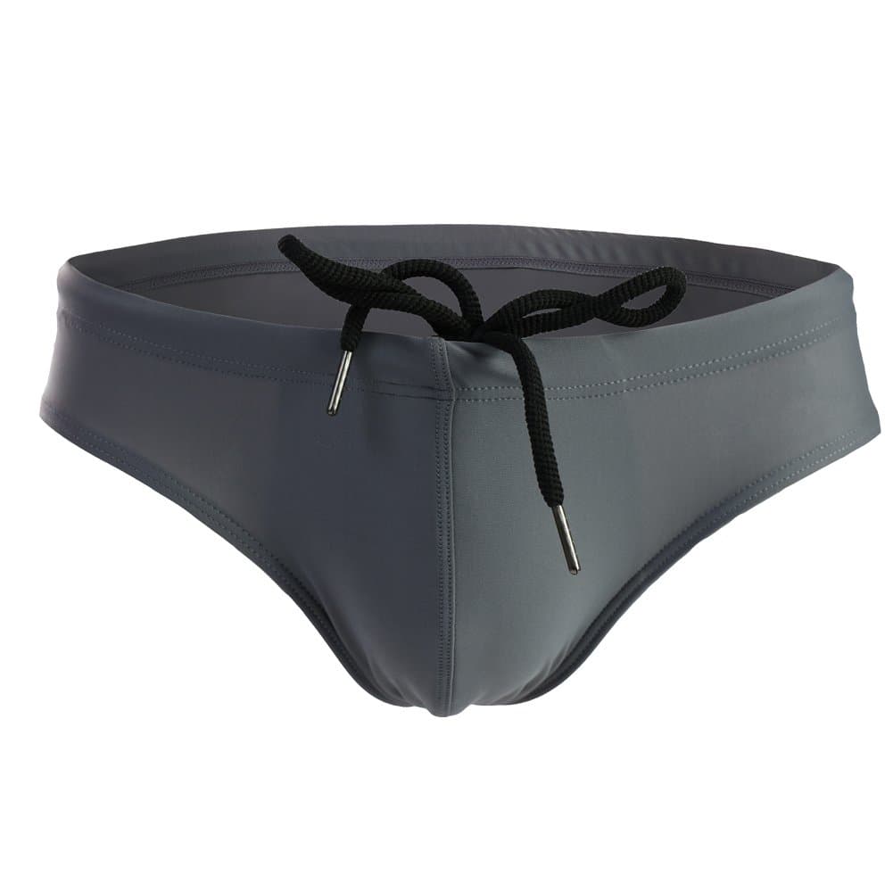 Mens Solid Swim Briefs Drawstring Bikini Sport Swimsuit