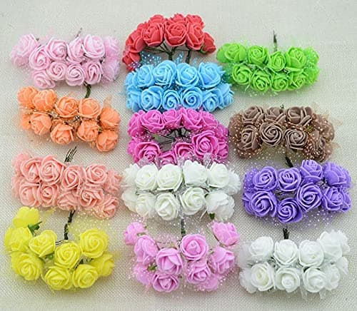 Artificial Flowers (Multicolour, 144 Pieces)