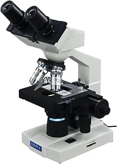 OMAX 40X-2000X LED Binocular Compound Lab Microscope w/Double Layer Mechanical Stage + Blank Slides, Cover Slips, & Lens Cleaning Paper, M82ES-SC100-LP100