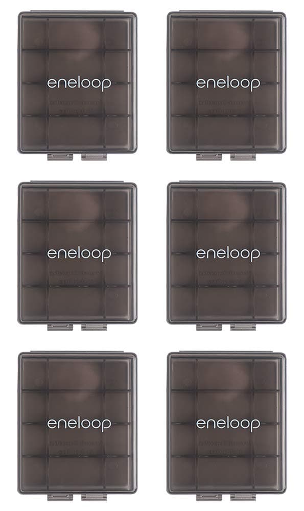 Eneloop Panasonic BQ-CASEK6SA pro Battery Storage Cases with 4AA or 5AAA Battery Capacity, Obsidian Gray (Pack of 6)