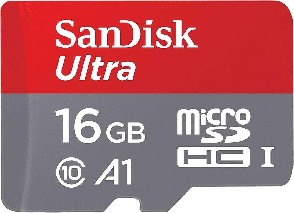 SanDisk Ultra 16 GB microSDHC Memory Card + SD Adapter with A1 App Performance Up to 98 MB/s, Class 10, U1 , Red